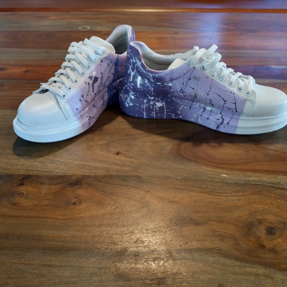 Never Worn Men's Chekich purple and white sneakers, size 7.5